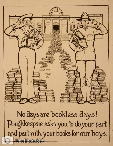 Poughkeepsie - Memorial Library - Books for Soldiers WWI Poster - Click Image to Close