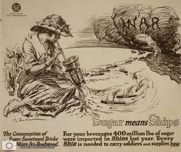Sugar means ships - sugar sweetened drinks must be reduced WWI P - Click Image to Close
