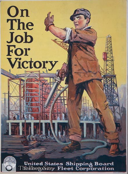 On the job for victory workman in shipyard World War I Poster - Click Image to Close