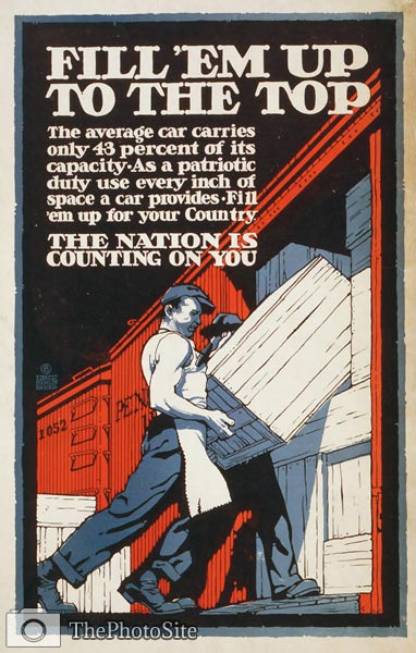 Fill 'em up to the top loading crates onto boxcar WWI Poster - Click Image to Close