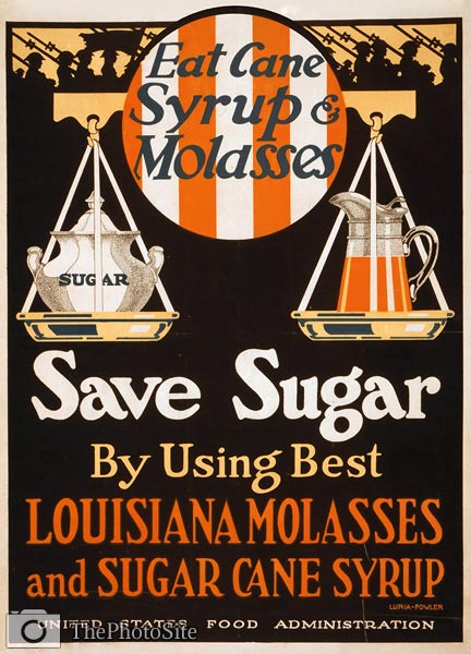 Eat cane syrup and molasses - save sugar - WWI Poster - Click Image to Close