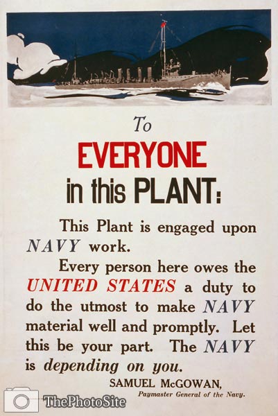 Samuel McGowan, Paymaster General of the Navy WWI Poster - Click Image to Close