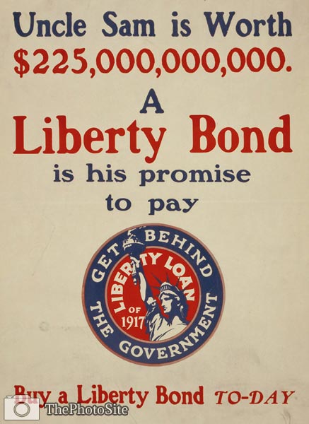 Uncle Sam is worth $225,000,000,000 WWI Poster - Click Image to Close