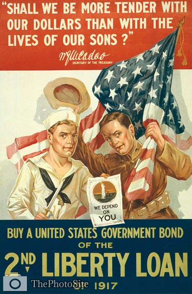 We depend on you - Soldier and sailor - WWI Poster - Click Image to Close
