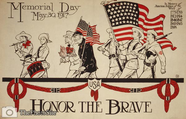 Honor the brave Memorial Day - World War I Poster - Click Image to Close