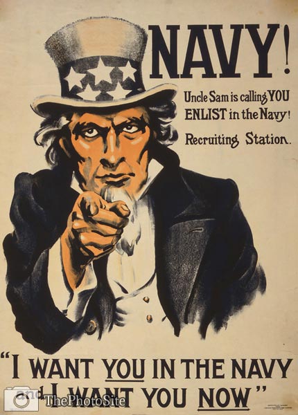Navy! Uncle Sam is calling you - World War One Poster - Click Image to Close