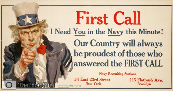 Uncle Sam War Recruitment Poster - World War I - Click Image to Close