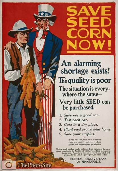Uncle Sam and a farmer with corn - WWI Poster - Click Image to Close