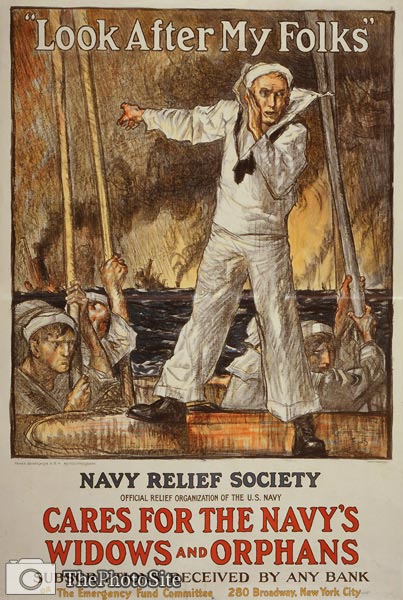 Look after my folksn Navy WWI Poster - Click Image to Close
