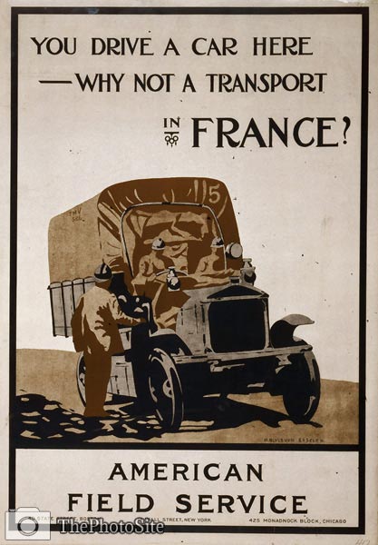 You drive a car here - why not in France? WWI Poster - Click Image to Close