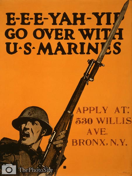 E-e-e-yah-yip Go over with U.S. Marines WWI Poster - Click Image to Close