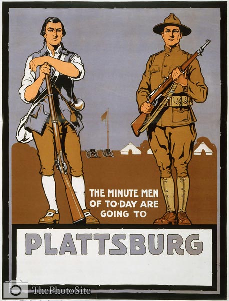 Minute men of to-day are going to Plattsburg WWI Poster - Click Image to Close