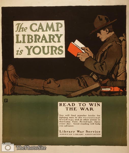 Camp library - Read to win the war - WWI Poster - Click Image to Close