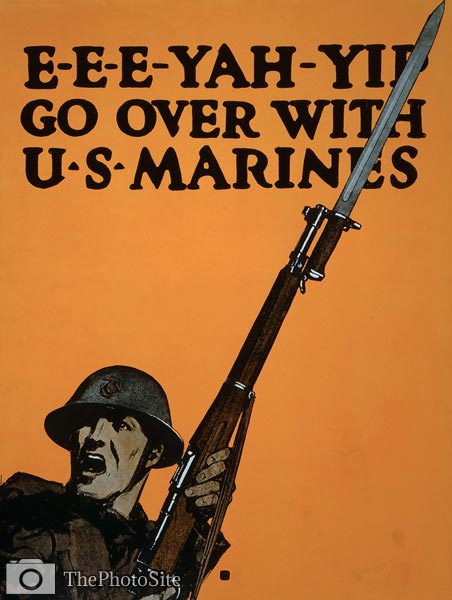 E-e-e-yah-yip Go over with US Marines - WWI Poster - Click Image to Close