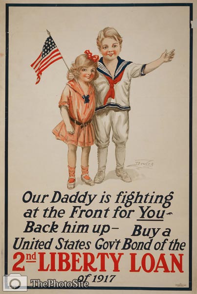 Our daddy is fighting at the front - World War I Poster - Click Image to Close