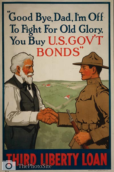 Bye, Dad, I'm off to fight for Old Glory WWI Poster - Click Image to Close