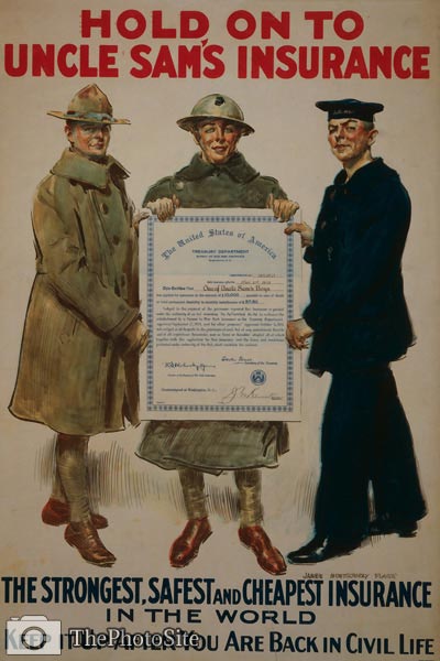 Uncle Sam's insurancen World War 1 Poster - Click Image to Close