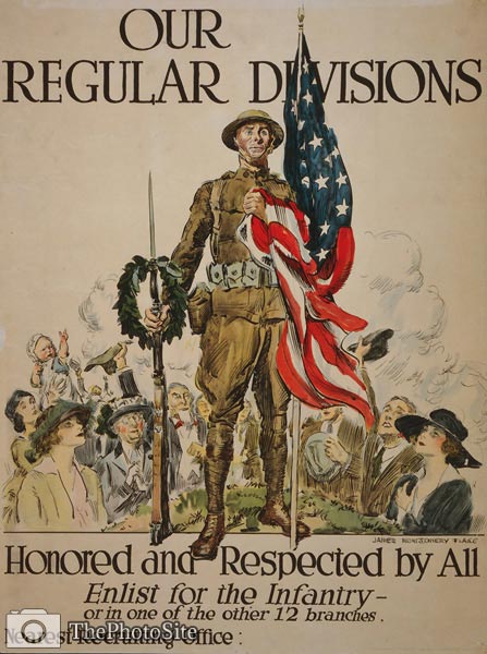Enlist for the infantry US recruitment WWI Poster - Click Image to Close