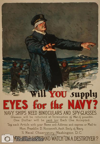 Will you supply eyes for the Navy? WWI Poster - Click Image to Close