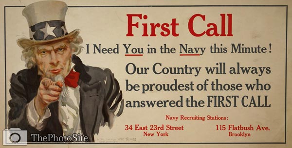 Uncle Same pointing finger - US Navy WWI Poster - Click Image to Close