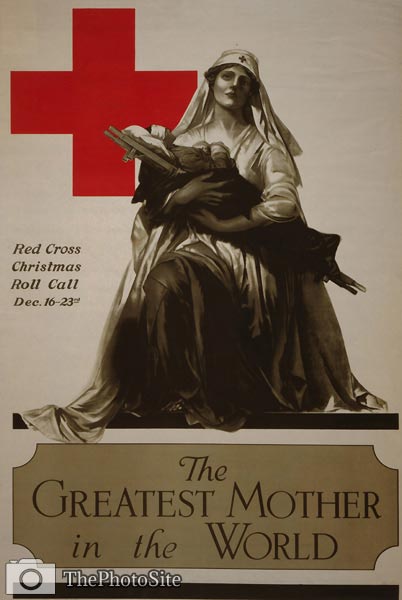 Nurse cradling a wounded soldier - World War I Poster - Click Image to Close