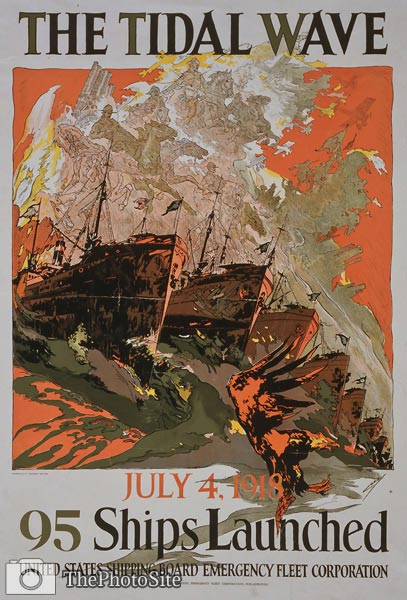 The tidal wave - July 4, 1918 - World War I Poster - Click Image to Close