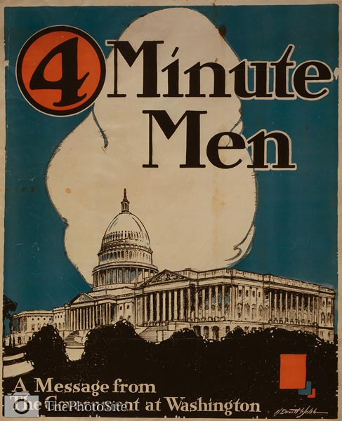 4 minute men Washington Committee - World War I Poster - Click Image to Close