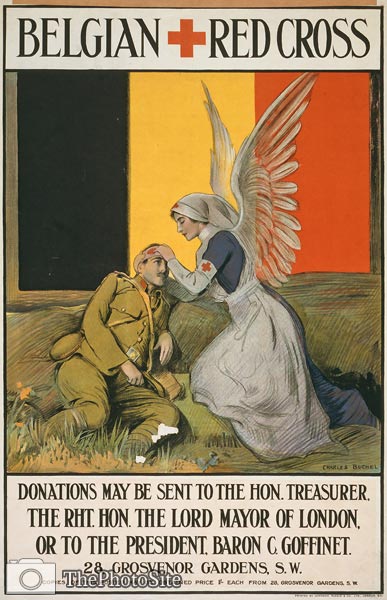 Belgian Red Cross and flag - World War I Poster - Click Image to Close