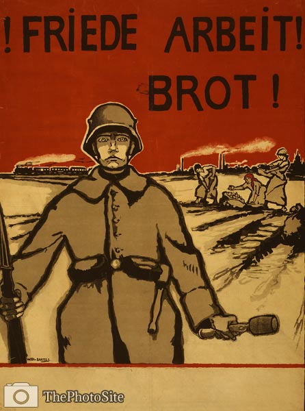 Friede, Arbeit, Brot! Peace Work Bread German WWI Poster - Click Image to Close