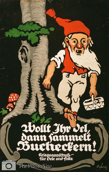 For oil collect beech nut seeds German WWI Poster - Click Image to Close