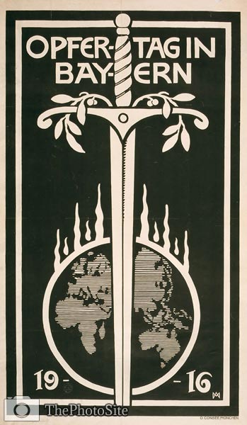 Opfertag in Bayern, 1916 German World War I Poster - Click Image to Close