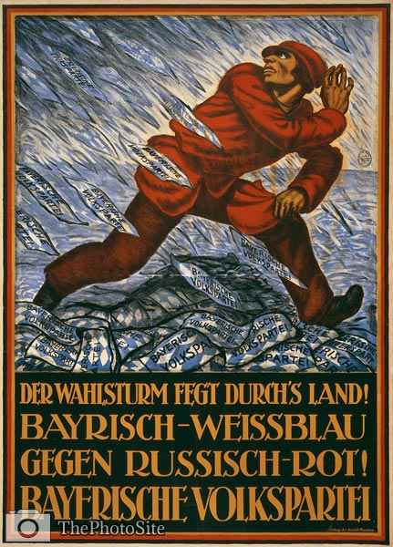Bavarian People's Party Election Storm - German WWI Poster - Click Image to Close