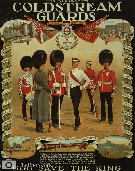 His Majesty's Coldstream Guards British WWI Poster - Click Image to Close