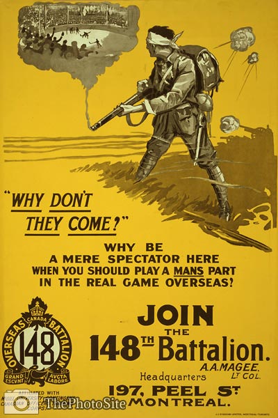 Join the 148th Battalion Canada WWI Poster - Click Image to Close