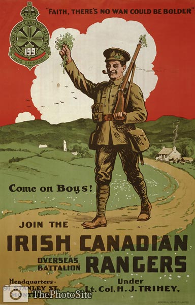 Irish Canadian Rangers World War I Poster - Click Image to Close