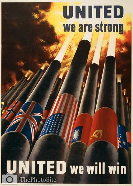 American WWII Poster - United we are strong - Click Image to Close