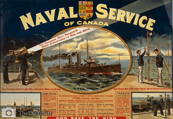 HMCS Rainbow Canadian Navy War Poster - Click Image to Close