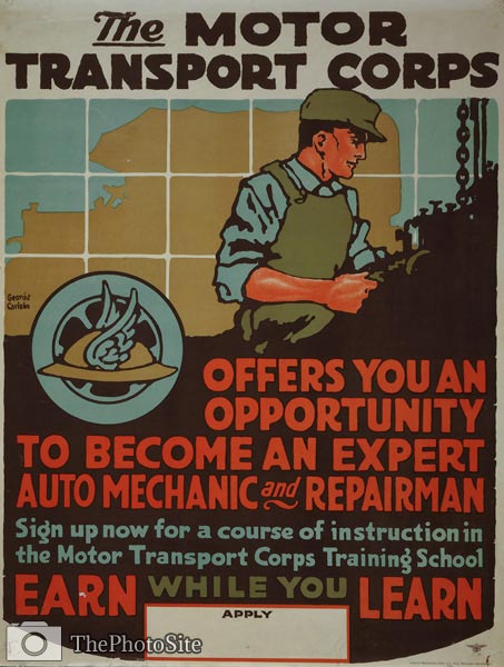 Motor Transport Corps - mechanic - WWI Poster - Click Image to Close