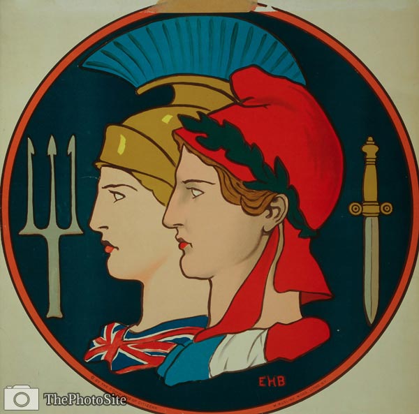 Emblem of France and Great Britain WWI Poster - Click Image to Close