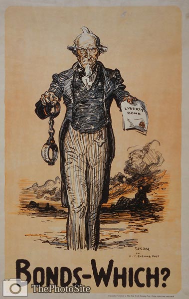Uncle Sam - Liberty Bonds or Shackles Poster - Click Image to Close