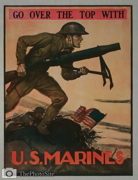 Go over the top with US Marines War Poster - Click Image to Close