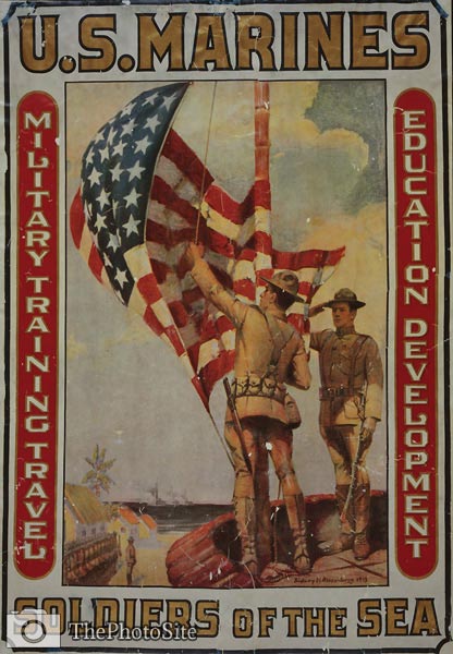 US Marines - Soldiers of the sea 1913 War Poster - Click Image to Close
