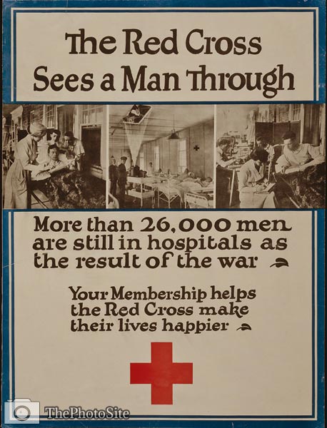 Red Cross American World War Poster - Click Image to Close