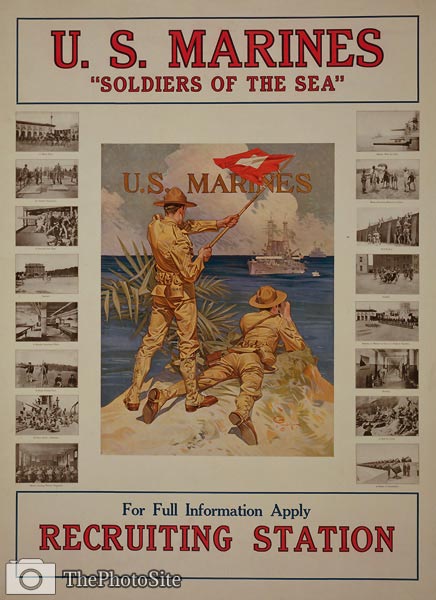 US Marines signaling to ships at sea War Poster - Click Image to Close
