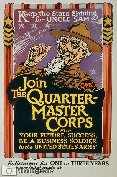 Quartermaster Corps Uncle Sam US War Poster - Click Image to Close