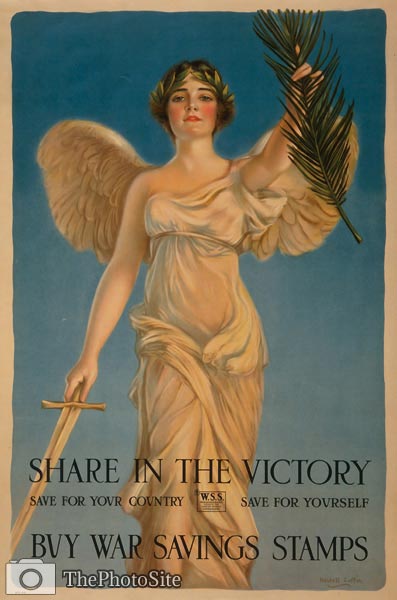 Allegorical angel with sword and palm branch War Poster - Click Image to Close