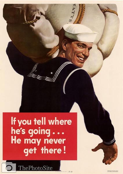 WWII Loose talk warning, American propaganda poster - Click Image to Close