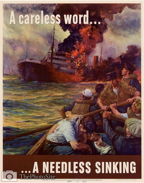 A careless word, a needless sinking, wwii poster - Click Image to Close