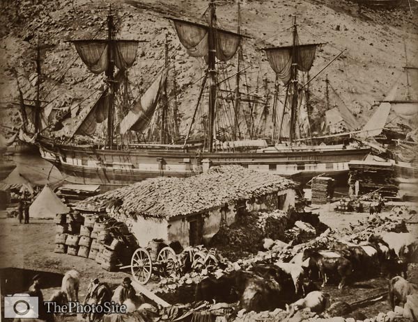 Balaklava harbour, the cattle pier 1855 Crimean War - Click Image to Close