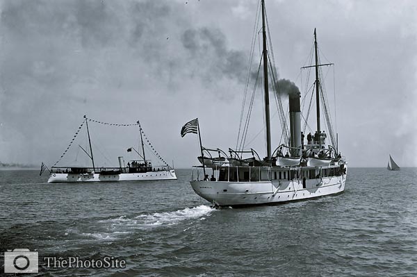 Revenue cutter Morrill and Pathfinder steam yacht 1901 - Click Image to Close